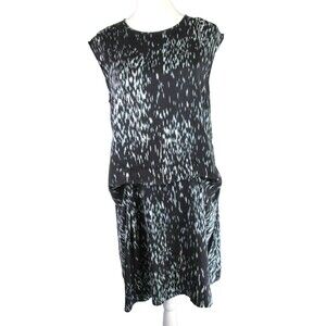 Theory Black White Blue Abstract Dress 4 (8) Knee… - image 1